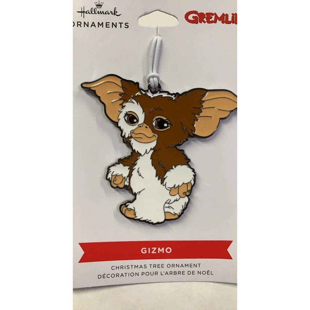 Hallmark Gremlins GIZMO flat metal Christmas ornament on card 2022